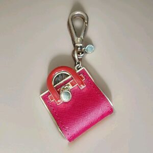 Michael Kors Red Mini Handbag Keychain Keyring Bag Clip With Gold-Tone Metal